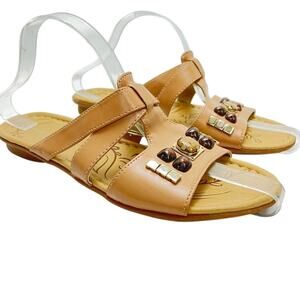 Naturalizer N5 Comfort Wink Beaded Nude Beige Slides Sandals Flats Shoes 8 N